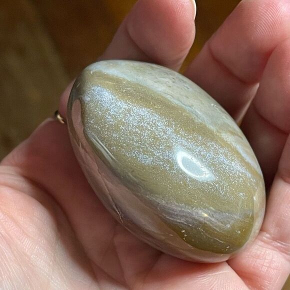 Ocean Jasper palm stone crystal natural green white dots yellow brown agate agat - Picture 7 of 10